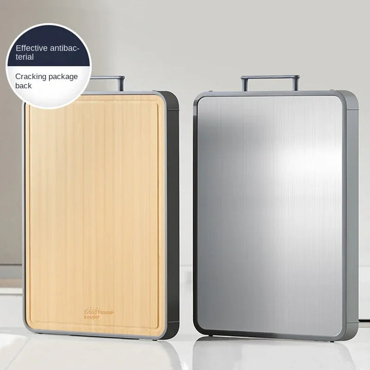 Bamboo/stainless steel double-sided cutting board